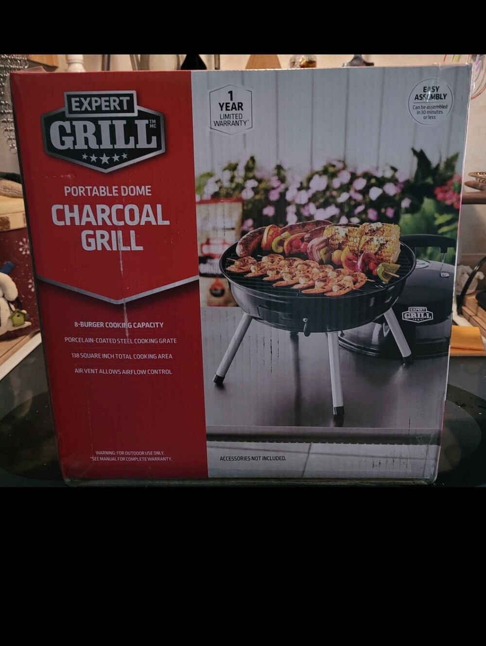 Portable Dome Charcoal Grill - Black Brand New.